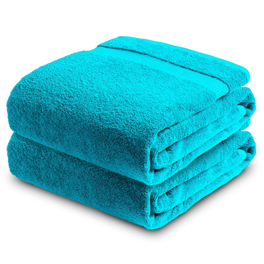 Towelogy Luxury Extra Large Bath Towels 90x140cm | 100% Egyptian Cotton Ring Spun Soft and Absorbent Hotel Quality Spa Bath Sheet (Teal Blue, 2)