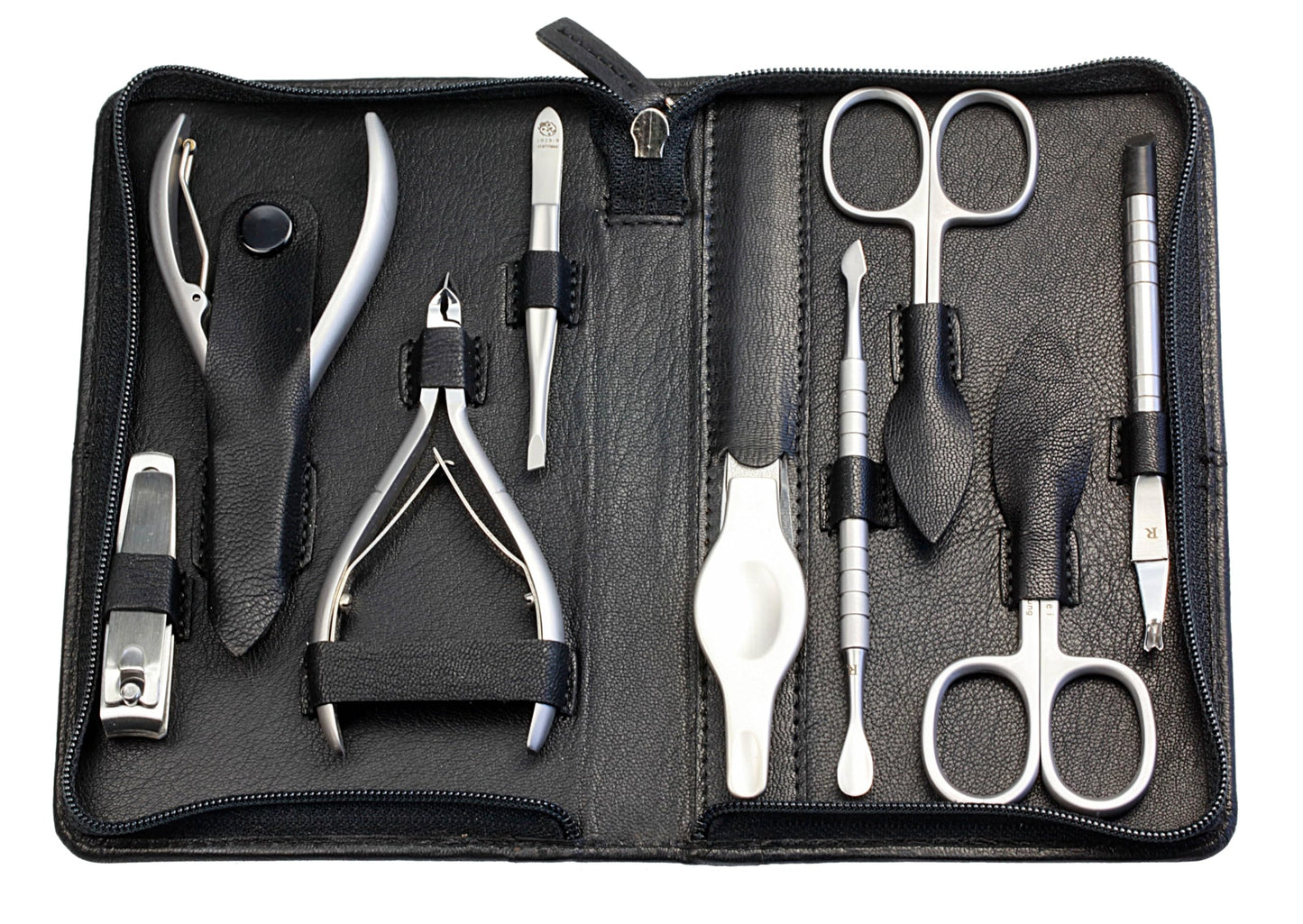 Sonnenschein by Hans Kniebes Manicure Set 9 Pieces Nail Scissors, Cuticle Scissors, Nail Clippers, Cuticle Nippers, Clippers, Tweezers, File, Manicure