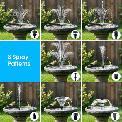 Billing Solar Pond Foundtain with Battery Backup, 8W 300L/H Solar Water Pump with 3600 mAh Battery Backup Filter Solar Water Feature Pump with DIY 5ft