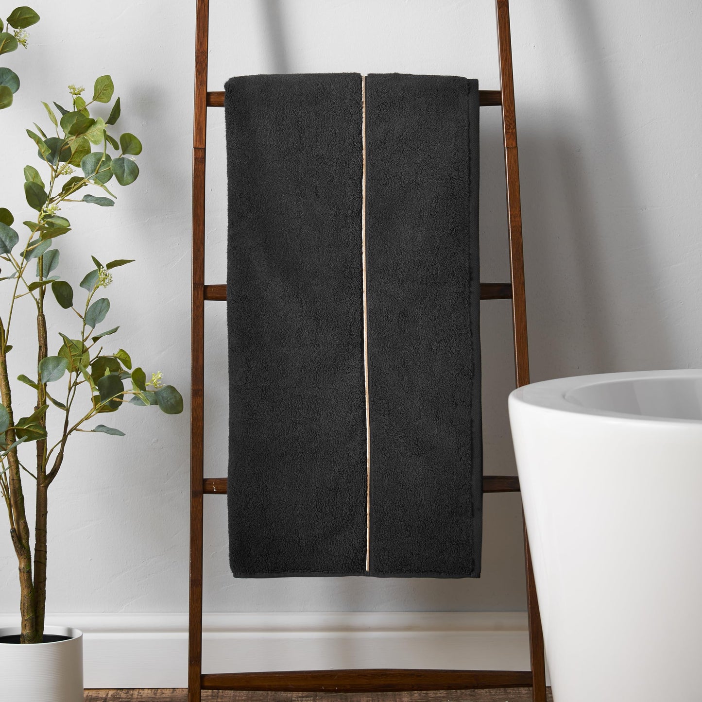 Bianca Zero Twist Satin Stitch Cotton 50x90cm Hand Towel Black