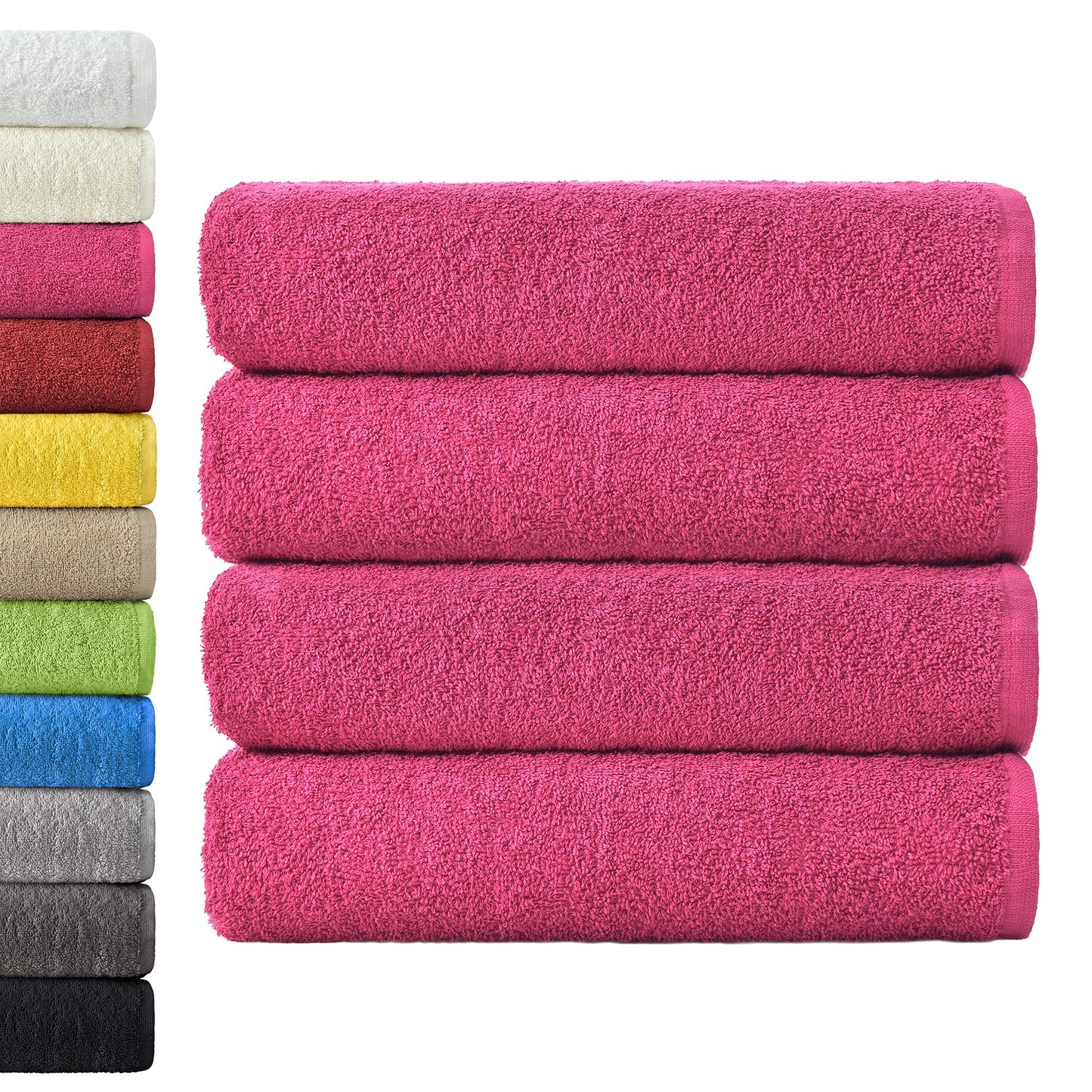 NatureMark 4-Piece Large Towel Set - 100% Cotton, Soft, Absorbent and Durable Bath Towels for Home, Spa, Gym - 70 x 140 cm, Pink