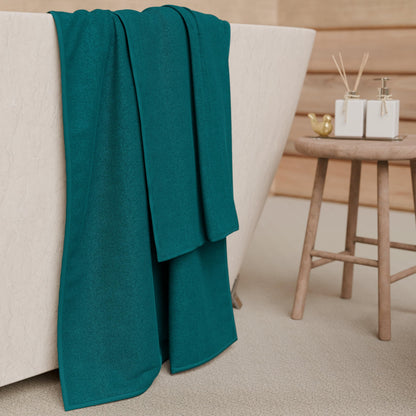 PETTI Artigiani Italiani - 100% Cotton Terry Bath Towels, 1+1 Towel Set, 2 Pieces 1 Face Towel and 1 Hand Towel, Teal Towels