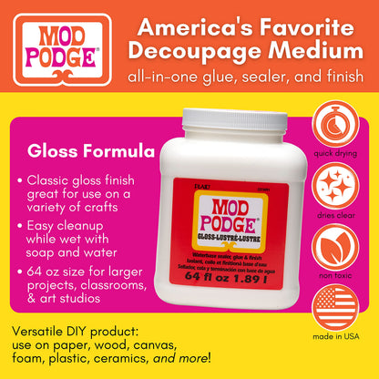 Mod Podge Gloss Waterbase Sealer, Glue and Finish - 64 oz