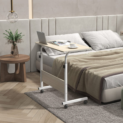 sogesfurniture 80 * 40cm Adjustable Height Laptop Table with Tablet Slot, Mobile Computer Stand Desk Portable Side Table for Bed Sofa