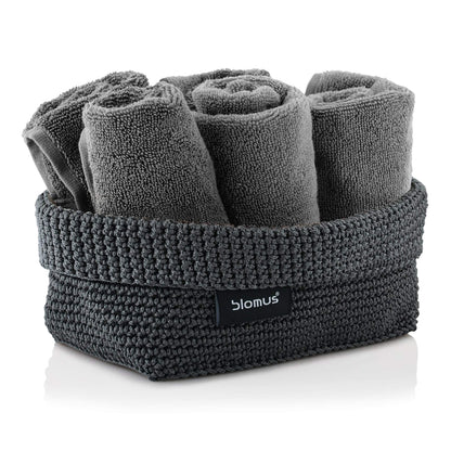 Blomus -TELA- 68885 Crochet Basket L Made of Synthetic Fibre, Anthracite, Basket for Storage, Workmanship, Exclusive Look, Ideal for Towels