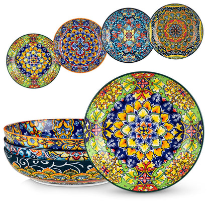 vancasso SIMI Pasta Bowls Set of 4, Porcelain Salad Bowls, 42 oz Large Corlorful Serving Bowls for Kitchen, Dishwasher & Microwave Safe Soup Bowls,