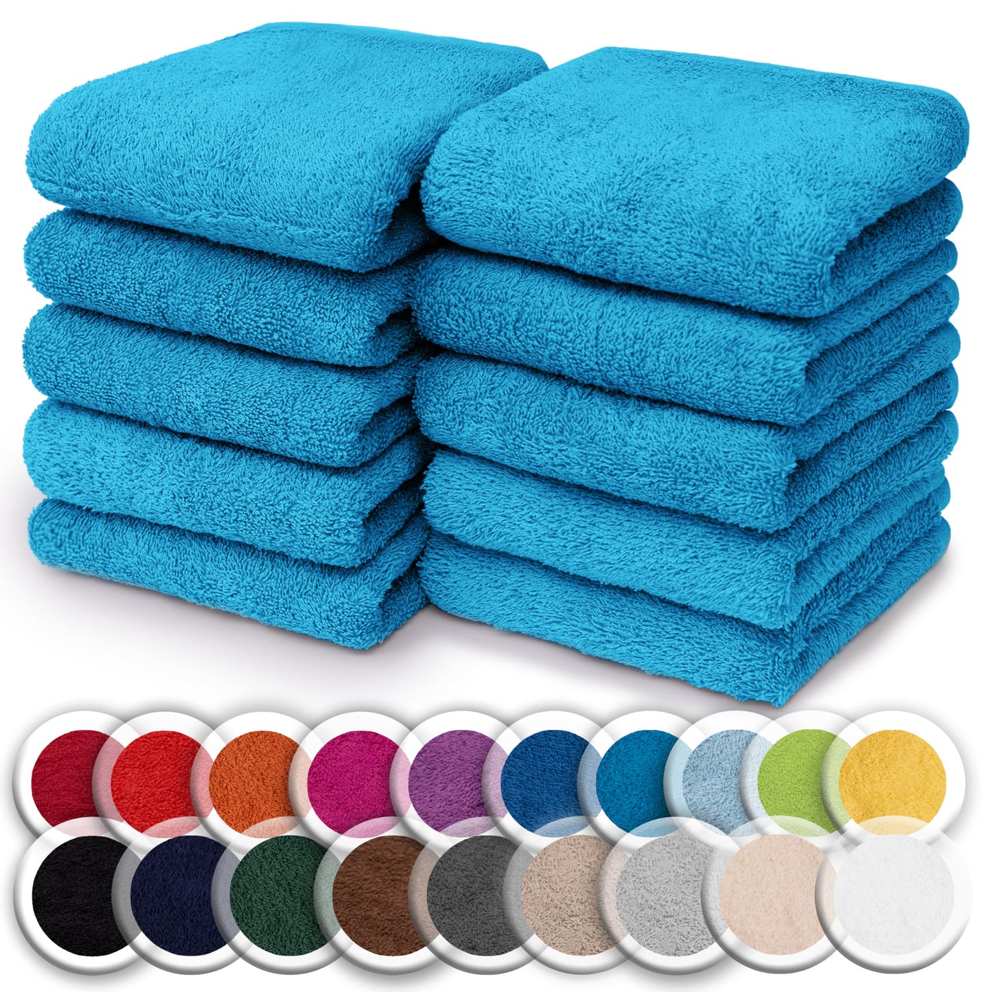 NatureMark Set of 10 Washcloths Made of 100% Cotton - Soft and Absorbent Face and Hand Towels - Practical for Bathroom and Kitchen - 30 x 30 cm