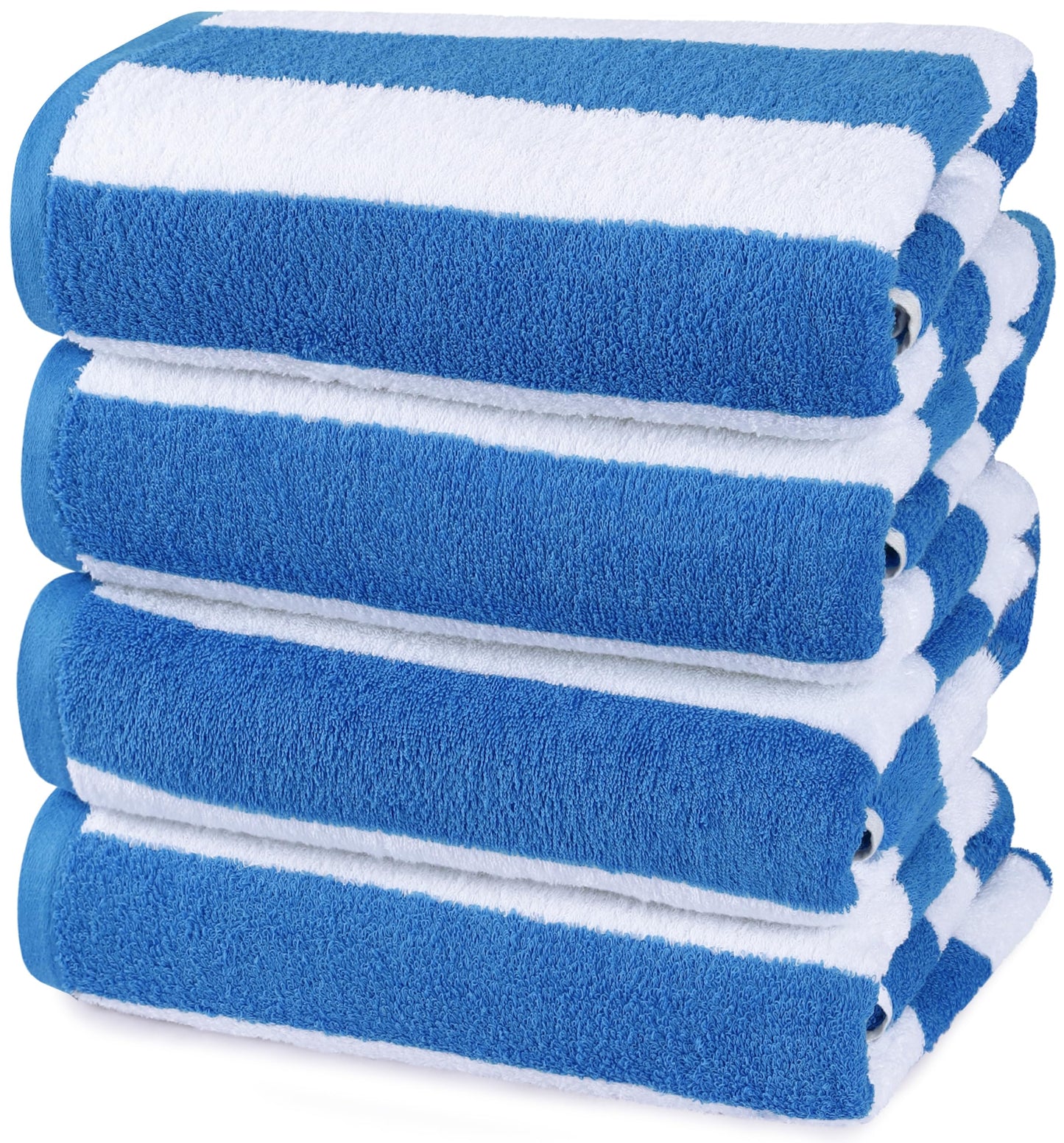 Utopia Towels Cabana Stripe Beach Towels (76 x 152 cm) - 100% Ring Spun Cotton Large Pool Towels, Soft and Quick Dry Swim Towels (Pack of 4) (Blue)