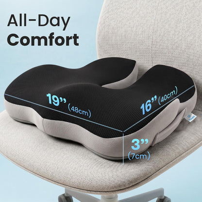 Cooshii Memory Foam Seat Cushion – Coccyx Cushion for Tailbone & Sciatica Support