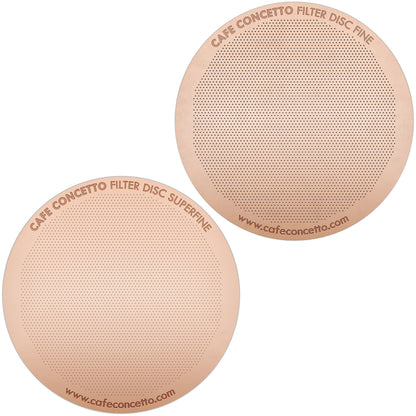 CAFE CONCETTO Filters for use in AeroPress Go/AeroPress Coffee Makers - Disc Fine & Superfine - Reusable - Premium Coated Stainless Steel (Rose Gold,