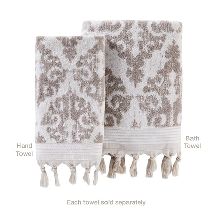 SKL Home Mirage Fringe 100% Turkish Cotton Bath Towel, Taupe