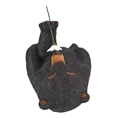 Design Toscano Smell The Flowers Garden Bear Statue - Black