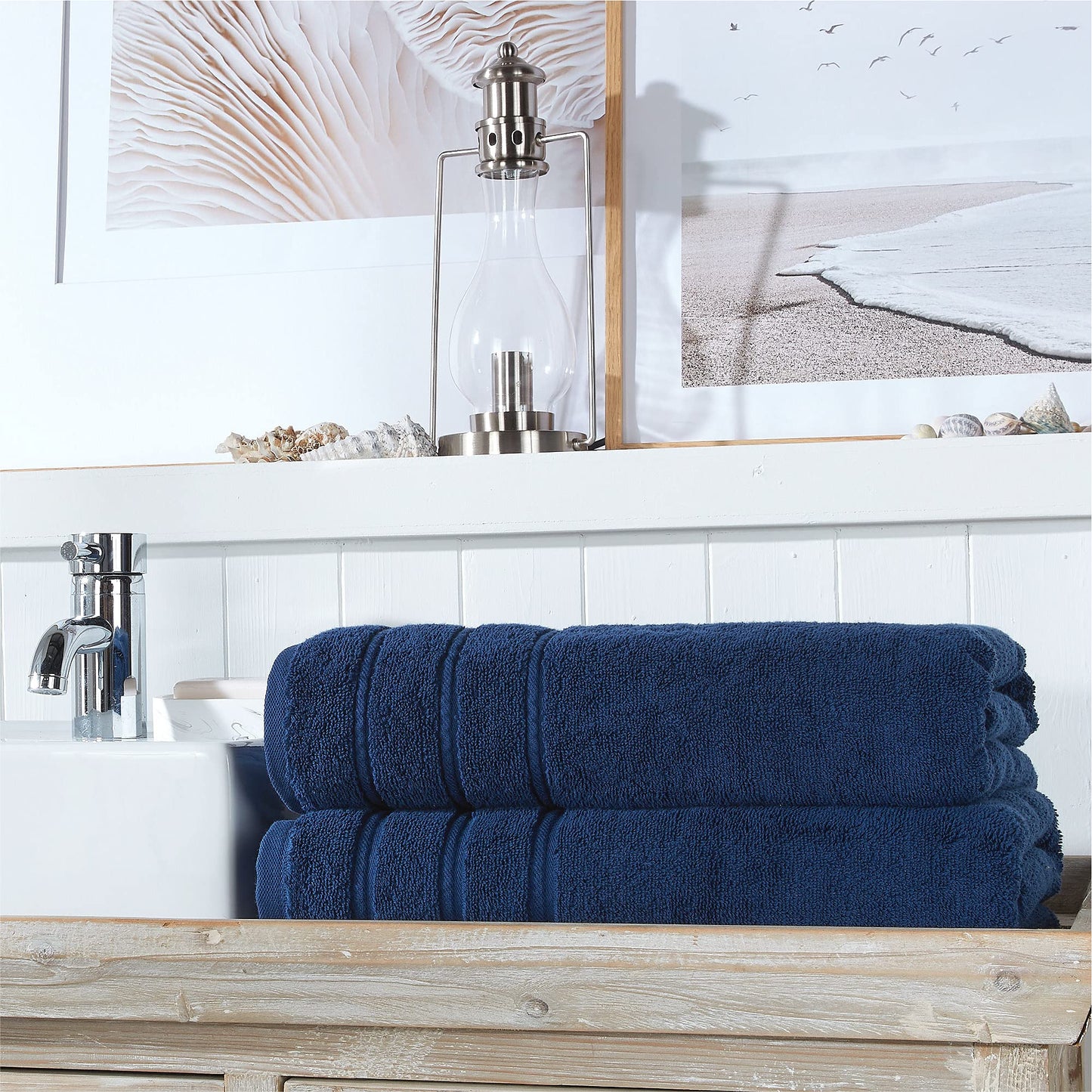 Christy Antalya Large Bath Sheets | Set of 2 | 100% Turkish Cotton | 600GSM | Soft Plush Luxury Bath Towels | 90cm x 150cm | Quick Dry | Denim Blue