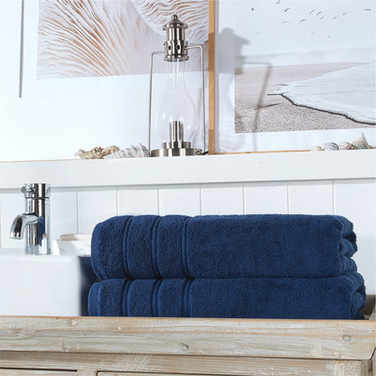 Christy Antalya Large Bath Sheets | Set of 2 | 100% Turkish Cotton | 600GSM | Soft Plush Luxury Bath Towels | 90cm x 150cm | Quick Dry | Denim Blue