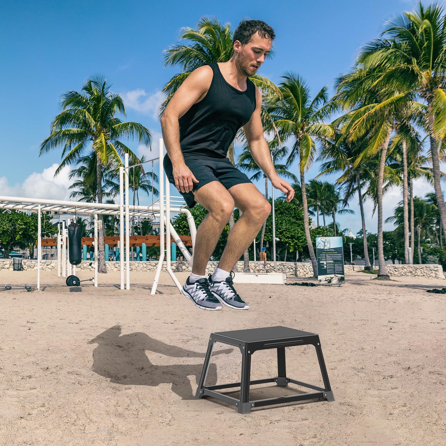 GanFindX Metal Plyometric Jumping Box 12 Inch with 17 * 13 Inch Surface Steel Plyo Box Home Gym Jump Trainer for Fitness Exercise Agility Stamina