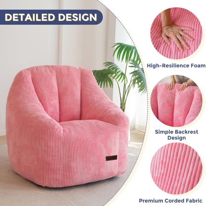 MAXYOYO Bean Bag Chair for Adults or Children, Soft Floor Single with Filling, Comfy Bean Bag Sofa with Back Support, Accent Chair