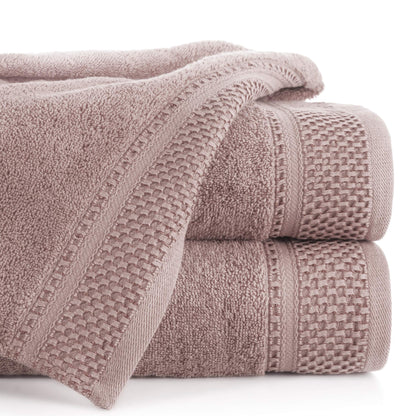 Eurofirany Carlo Bath Towel Set Hand Towel Sauna Towel Pattern - Absorbent, 100% Cotton 580g/m, Pack of 3 and 6, Light Pink, 50 x 90 cm, 6