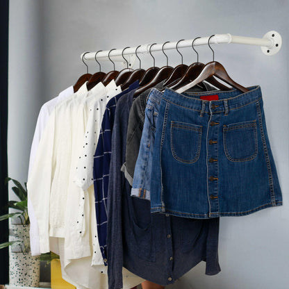 WEBI Wall Mounted Clothes Rail,Clothing Rack Wall Mount,81cm Industrial Pipe Clothes Rack for Hanging Clothes,Heavy Duty Garment Rack Bar Retail
