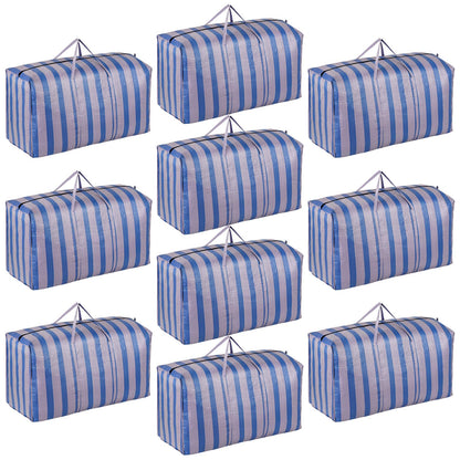 10 Pack Extra Large Moving Bags Clothes Storage Box Replacement, Thickened 130L Packing Sacks with Zips for Wardrobe Organisation, House Relocation