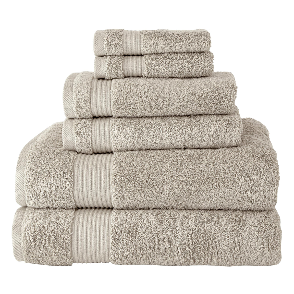 BERIBO Turkish Towel Set 100% Cotton (Serenity) 6 Pieces, 620gsm (Brown Rice)