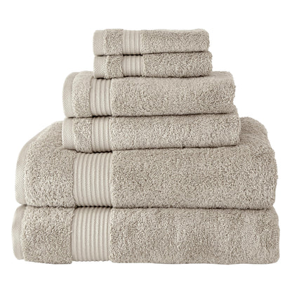 BERIBO Turkish Towel Set 100% Cotton (Serenity) 6 Pieces, 620gsm (Brown Rice)