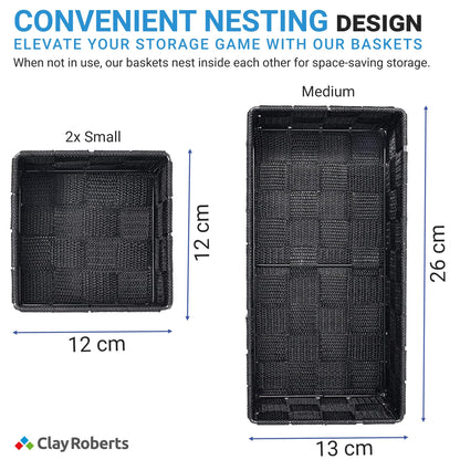 Storage Baskets, 3 Pack, White, Storage Baskets Sets, Woven Boxes for Home, Kitchens, Offices, Cupboards, Bathrooms, Shelves, Boxes