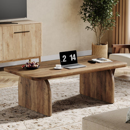 Tribesigns Rectangle Coffee Table, 47-Inch Wood Rectangular Living Room Table, Farmhouse Accent Center Table Low Cocktail Tea Table with Sturdy Base