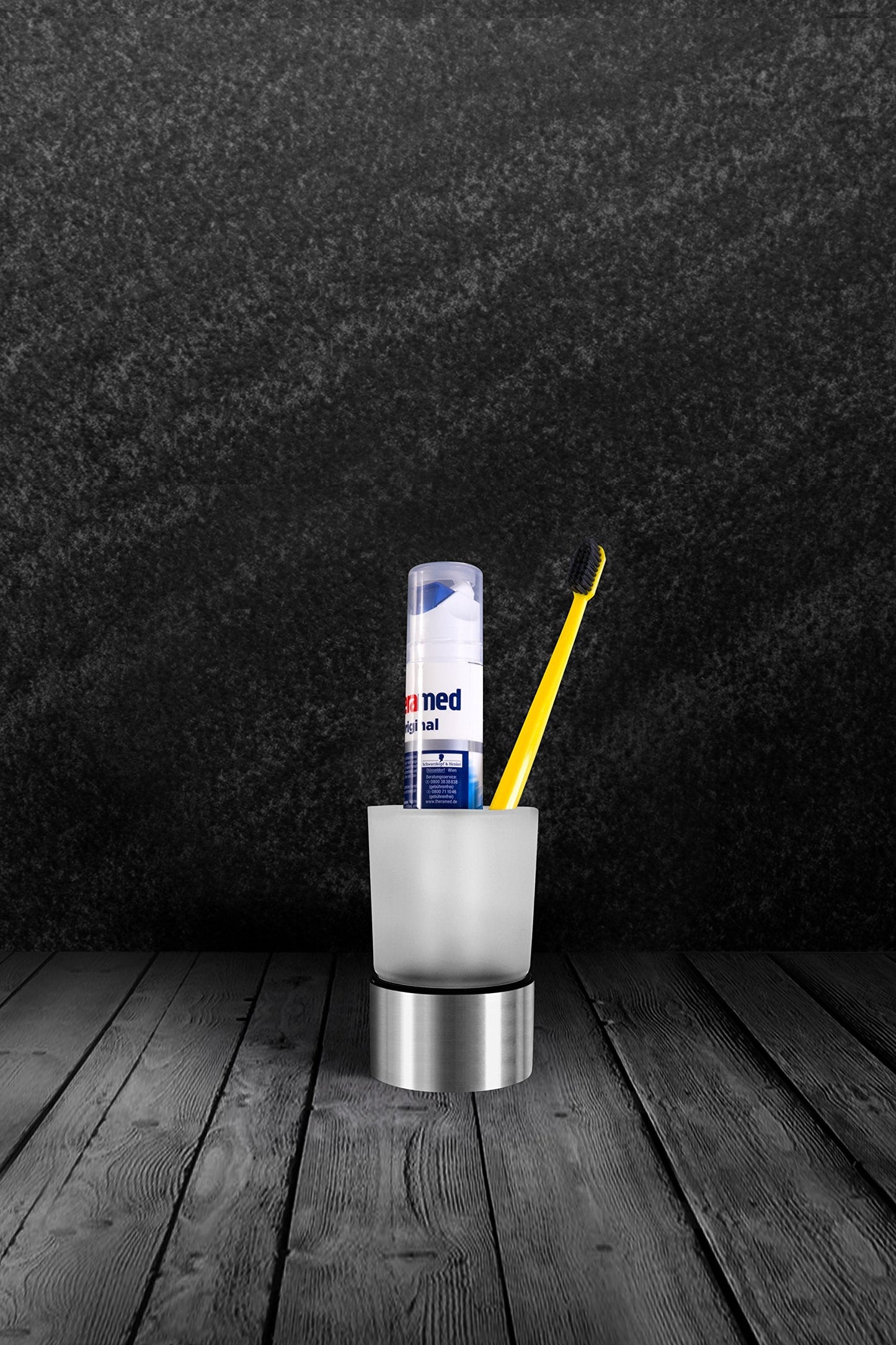 Ambrosya® | Exclusive Toothbrush Holder made of Stainless Steel | Bathroom Mug Glass Holder Mount Toilet Toothbrush Toothpaste Mug