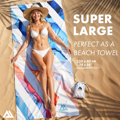 ALP & ACT Beach Towel XXL 200x90 cm - 100% Recycled Microfibre - SUPER LIGHTWEIGHT & Quick Dry - Large Microfibre Towels for Beach & Sun Lounger