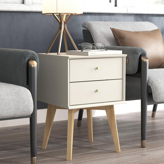 Galano Abby Bedside Table ? Stylish 2 Drawer Side Table with Storage ? Storage Cabinet for Bedroom, Hallway, or Entryway ? Light Grey/Oak
