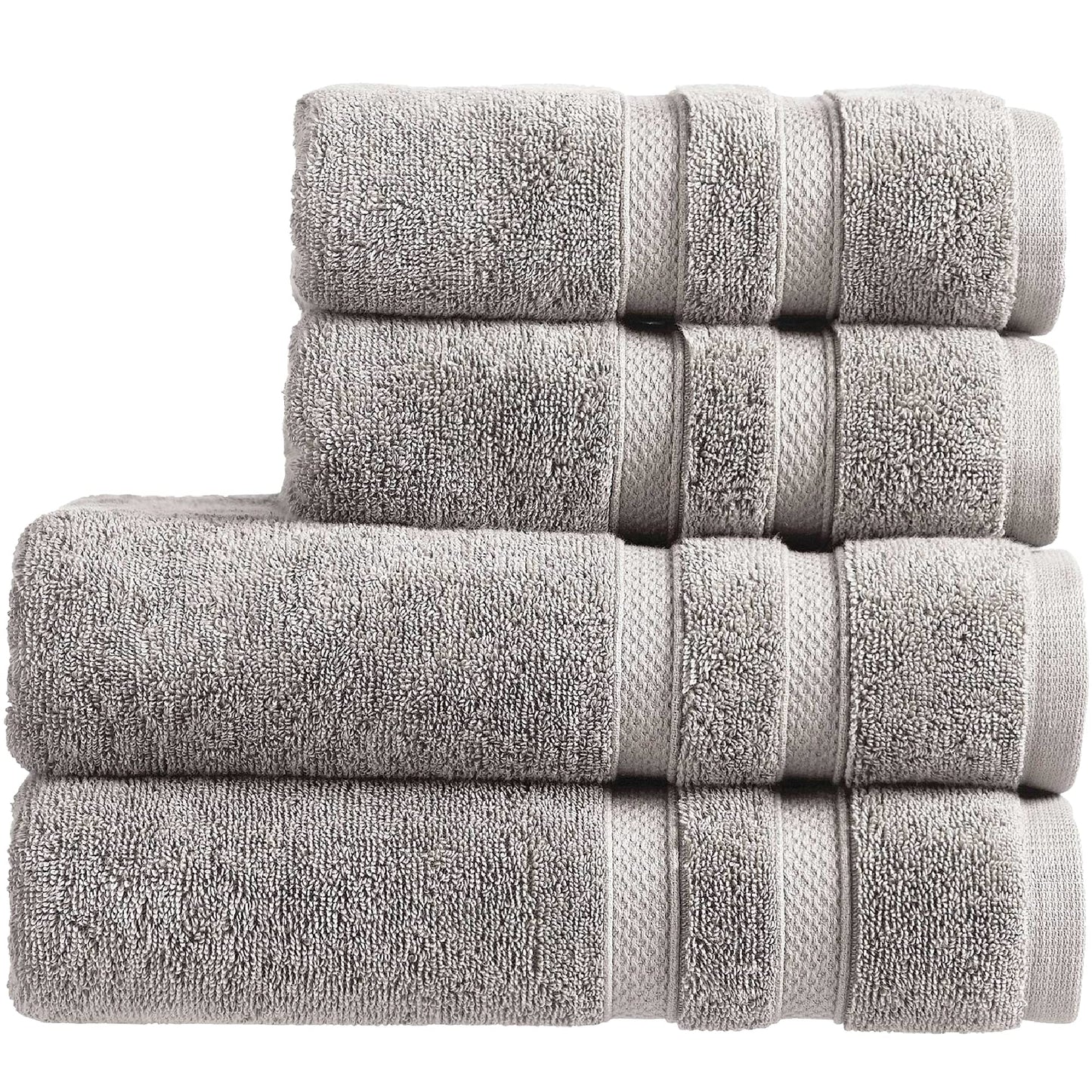 Christy Chroma Grey Towel Set | Set of 4 | 2 Bath 2 Hand | Highly Absorbent Heavyweight 675GSM | Bold and Bright | Soft Smooth Bathroom Shower Towels