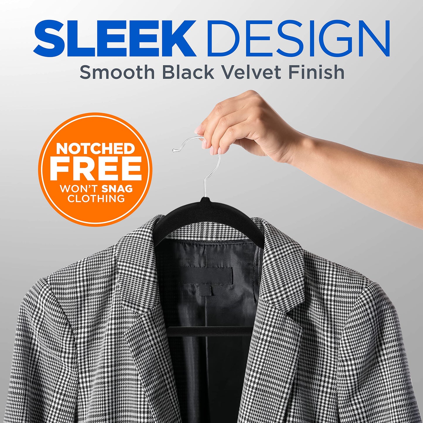 SereneLife Velvet Hangers, Heavy Duty Coat Hangers for Clothes, Non-Slip & Space-Saving, with 360 Swivel Hook, Ultra-Thin, Strong & Stylish, 100