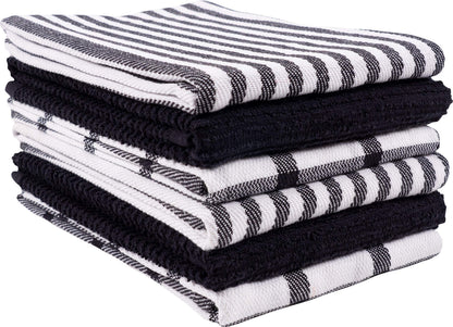 KAF Home Mixed Flat & Terry Kitchen Towels | Two Sets of 3 18 x 28 Inches | 4 Flat Weave Towels for Cooking and Drying Dishes
