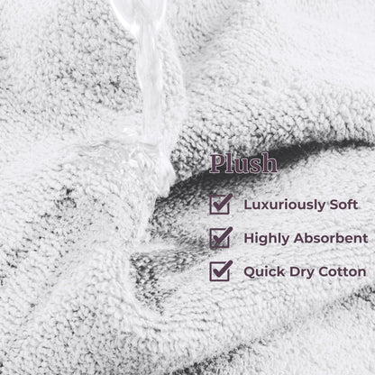 Lavish Home Luxury Cotton Towel Set- Quick Dry, Zero Twist and Soft 6 Piece Set With 2 Bath Towels, 2 Hand Towels and 2 Washcloths (White/Black)