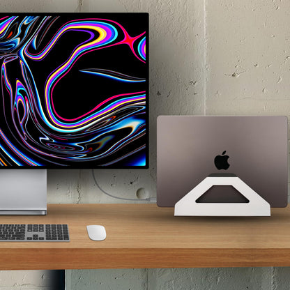 Psitek Vertical Laptop Stand, MacBook Stand Holder with Tool-Free Width Adjustment, Pretty Anodized Aluminum for Desk, Universal Fit for 10-17" Laptop