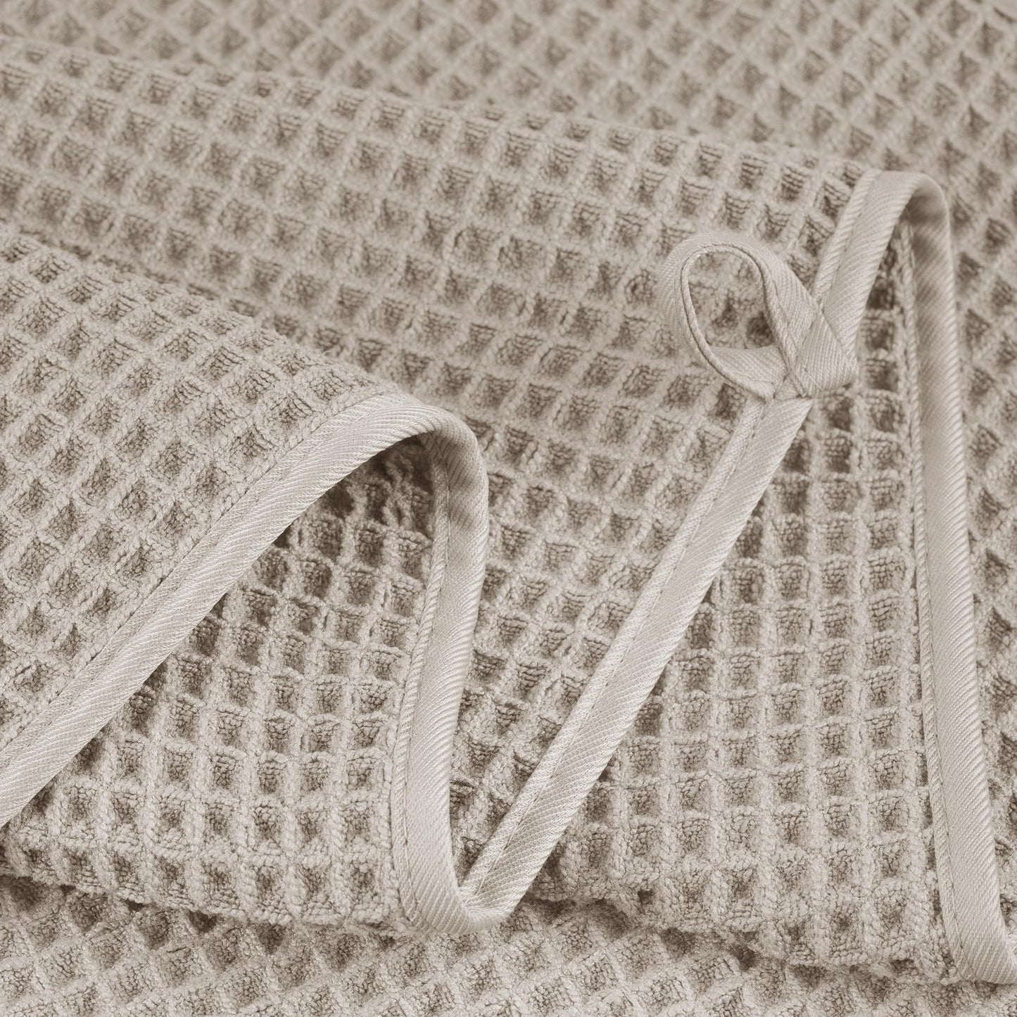 POLYTE Microfibre Oversize Quick Dry Lint Free Bath Towel, 152 x 76 cm, 4 Pack (Beige, Waffle Weave)