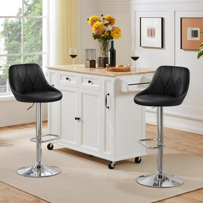 Yaheetech Modern Adjustable Swivel Counter Bar Stools 2PCS, Black