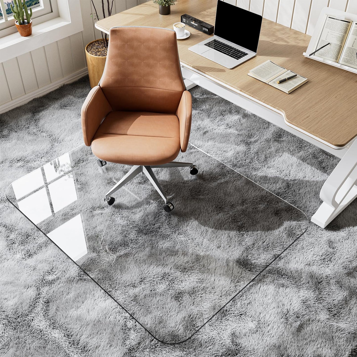 WASJOYE Office Chair Mat for Carpet/Hardwood Floor, 90x120cm Heavy Duty Chair Mat, PET Floor Protector for Office Chair, 1/5" Thick Flat Packaging