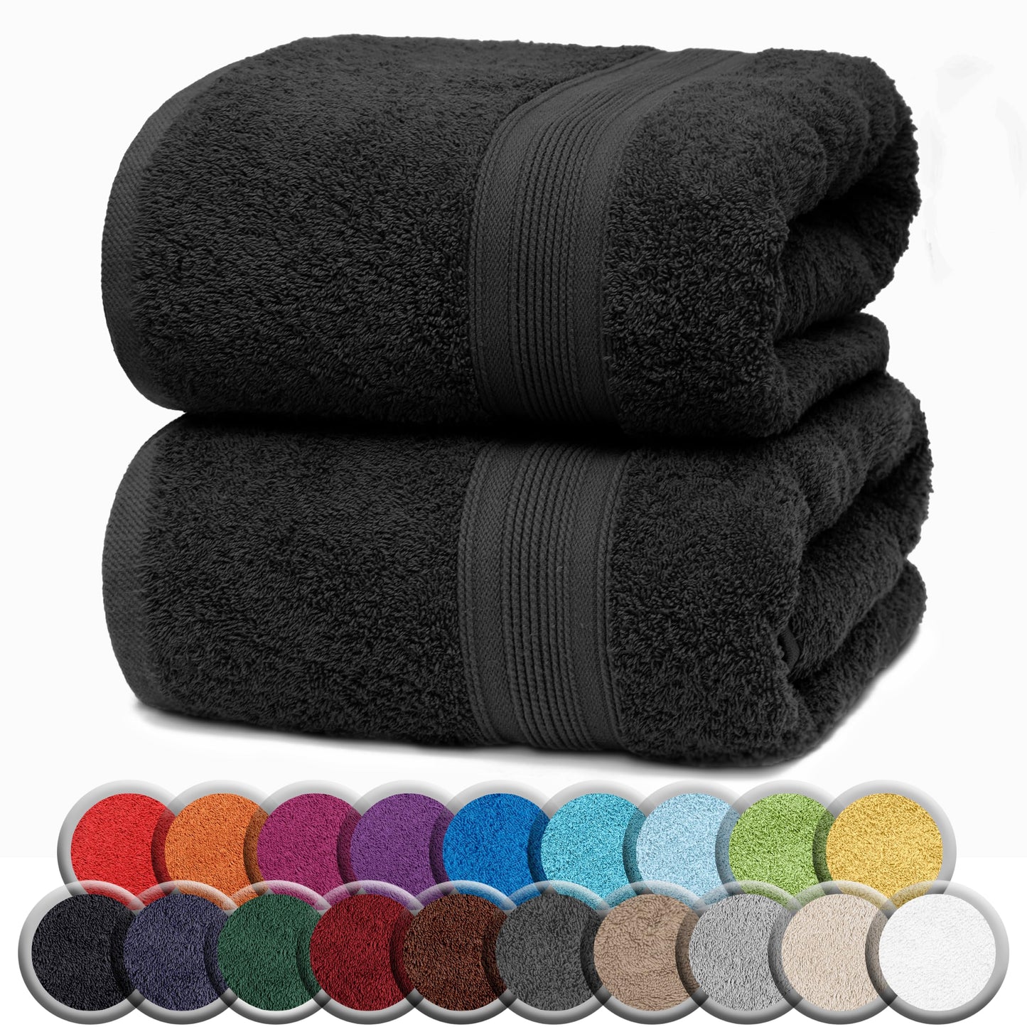 NatureMark Sauna Towel Premium Quality 80 x 200 cm 100% Cotton Black Pack of 2