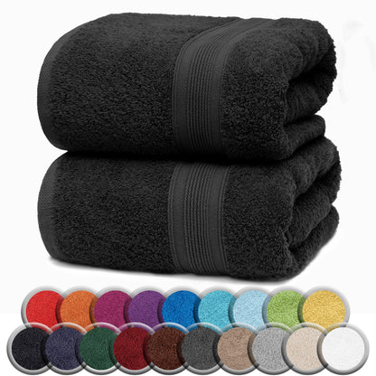 NatureMark Sauna Towel Premium Quality 80 x 200 cm 100% Cotton Black Pack of 2