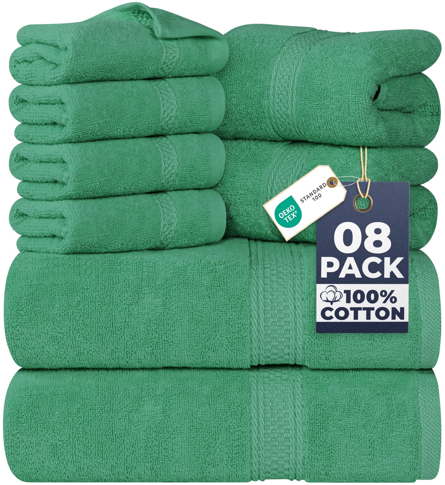 Utopia Towels 8 Piece Towel Set - 2 Bath Towels, 2 Hand Towels and 4 Washcloths Cotton Hotel Quality Super Soft and Highly Absorbent (Hunter Green)