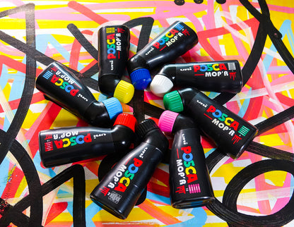 POSCA MOP?R PCM-22 Water Based Permanent Paint Markers. 3mm - 19mm Round Tip for Art & Crafts. Multi Surface Use On Wood Metal Paper Canvas Cardboard