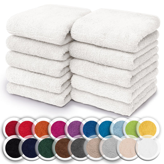 NatureMark Set of 10 Washcloths Made of 100% Cotton - Soft and Absorbent Face and Hand Towels - Practical for Bathroom and Kitchen - 30 x 30 cm, White