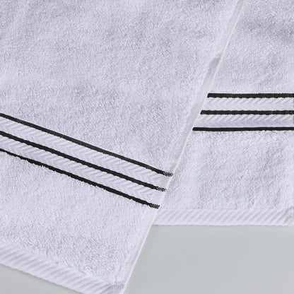 Superior 6 Piece Long-Staple Combed Cotton 900 Gram Towel Set, White with Black Border