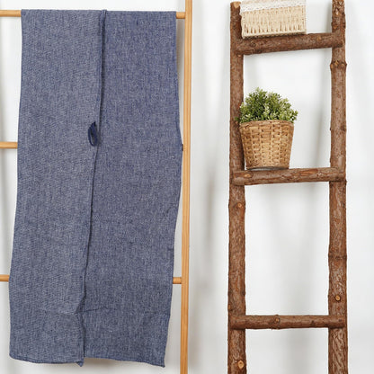 HSOFTIFY 100% Pure Linen Waffle Weave Bath Towel with Hanging Loop, Blue