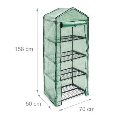 Relaxdays Greenhouse 4 Levels Tear-Resistant Growth Support for Plants, Levels Each of 60 x 46 cm (23.6 x 18.1 in), Green
