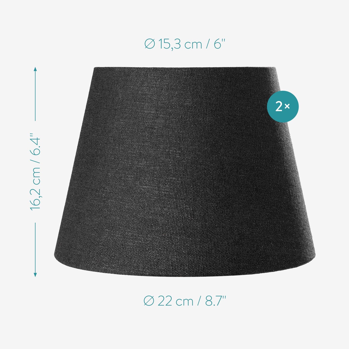 Navaris Black Linen Lampshade - 22CM Contemporary Design Modern Lamp Shade for Lights with Golden Inner Lining - Set of 2, Suitable for E27 Lights