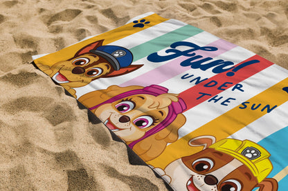hermet, Paw Patrol Beach Towel, 70 x 140 cm, Beach or Pool Towel, 100% Soft Cotton, Practical and Lightweight