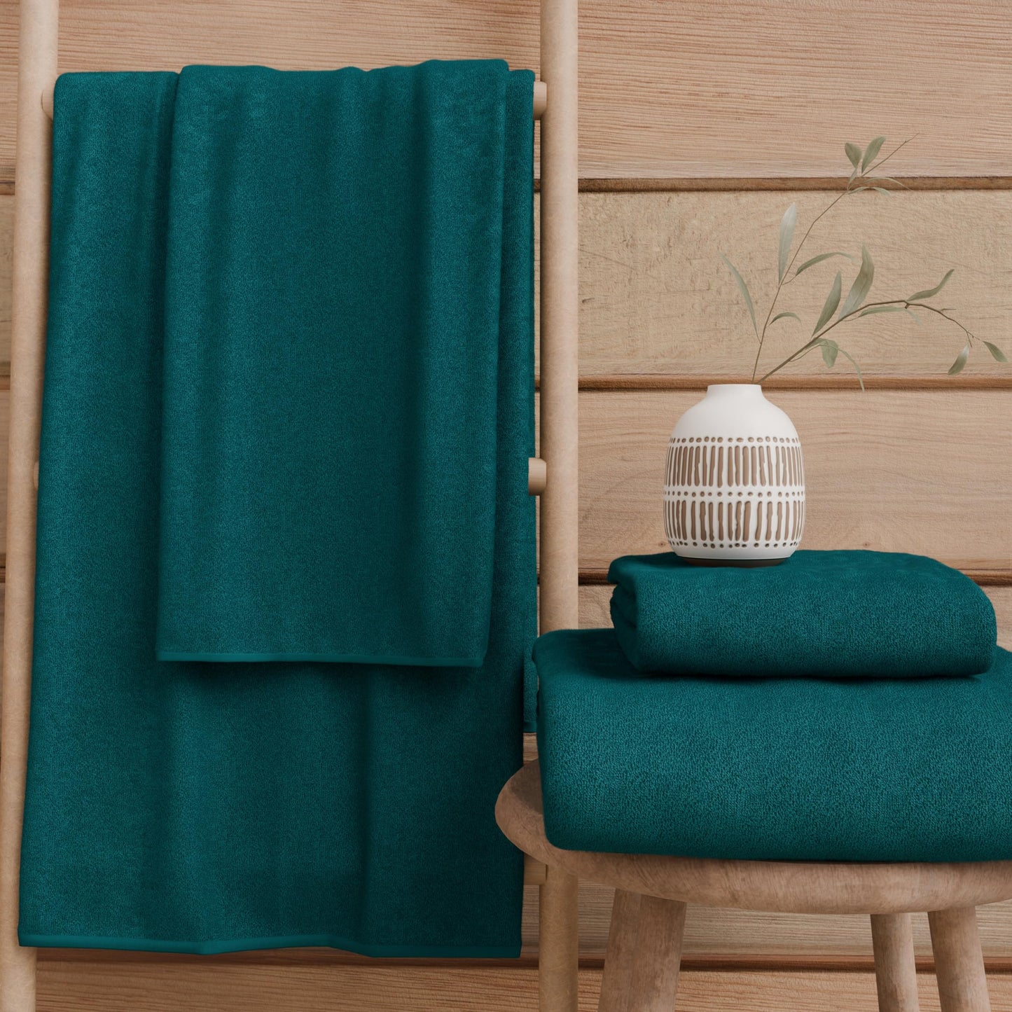 PETTI Artigiani Italiani - 100% Cotton Terry Bath Towels, 1+1 Towel Set, 2 Pieces 1 Face Towel and 1 Hand Towel, Teal Towels