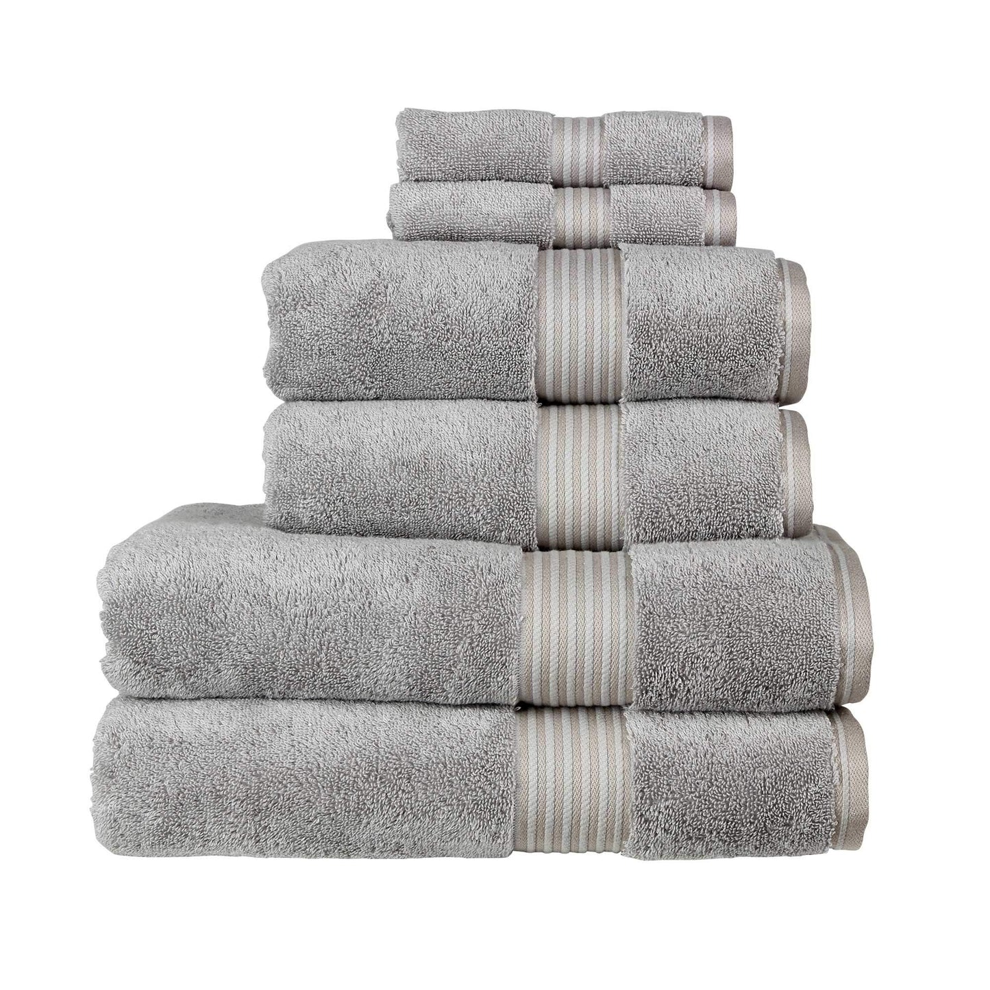 Christy Supreme Hygro 6 Piece Towel Set | Silver Grey | 100% Luxury Supima Cotton | Ultra Soft | Super Absorbent | 650GSM | 2 Bath Towels 2 Hand